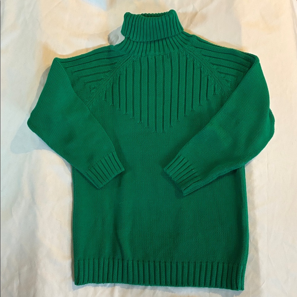 Yarnworks Kelly Green 3D Sweater Women S Turtle Neck Fisherman Pullover Cotton